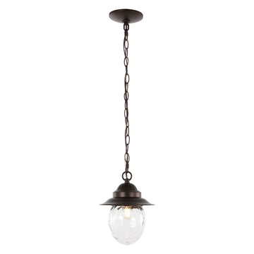 Manteo 8.25" Farmhouse Industrial Iron/Glass Outdoor LED Pendant - JONATHAN Y